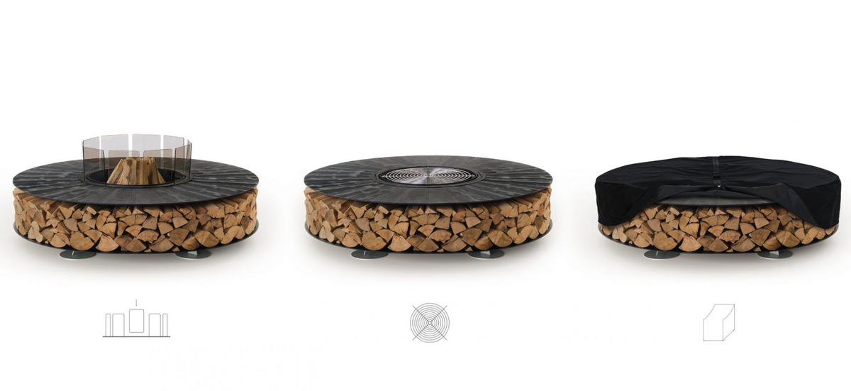 ZERO 150 - Outdoor Fire Pit Ø150 cm, Corten, Aluminium, Vintage Brown or Wood Finish - AK47