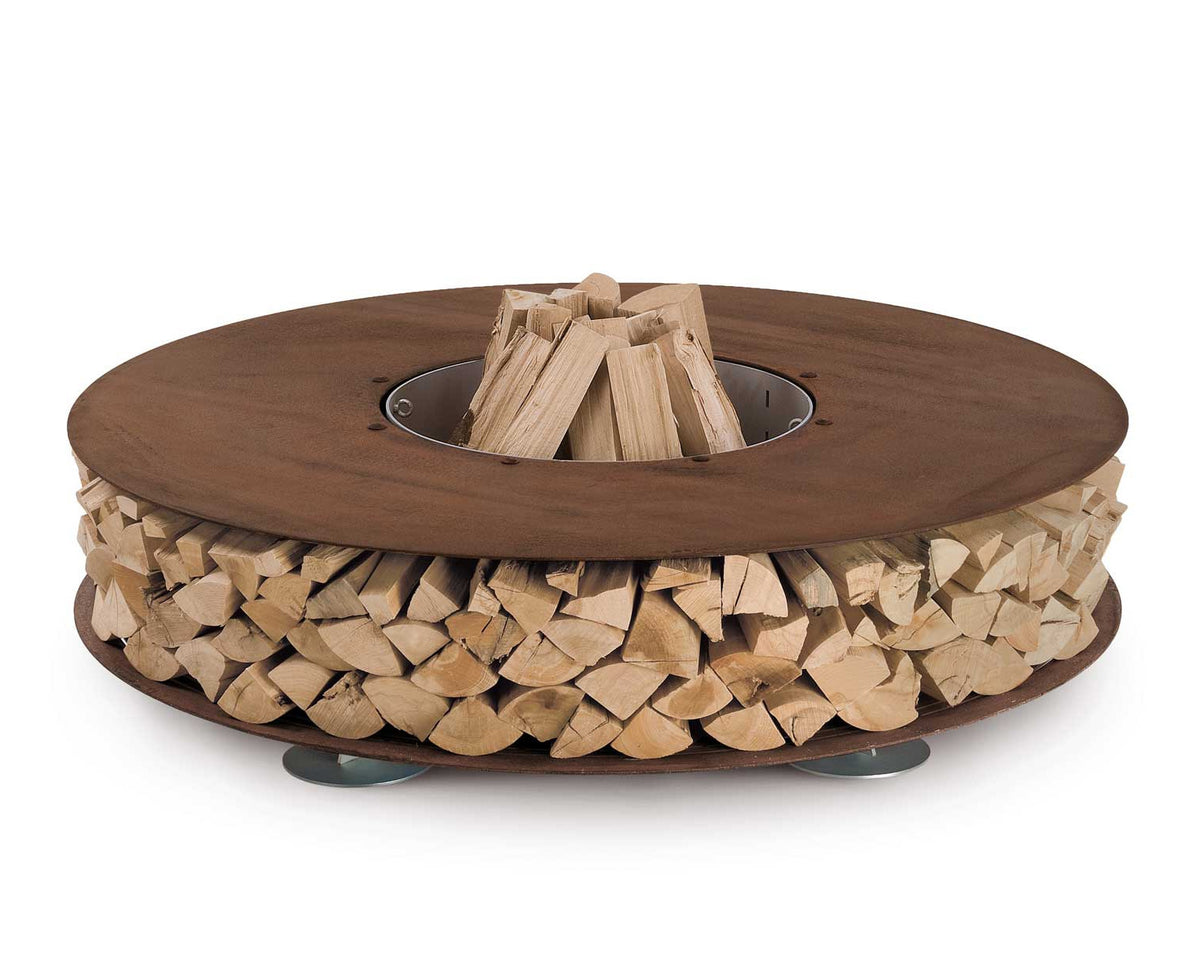 Front View ZERO 150 Outdoor Corten Steel Fire Pit Ø150 cm