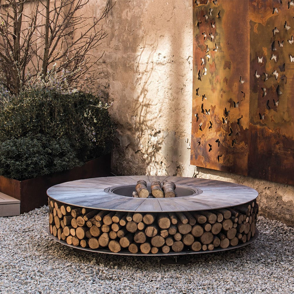 AK47 Design - ZERO 150 - Outdoor Fireplace Aluminium/Iron/Wood Finish Ø 150