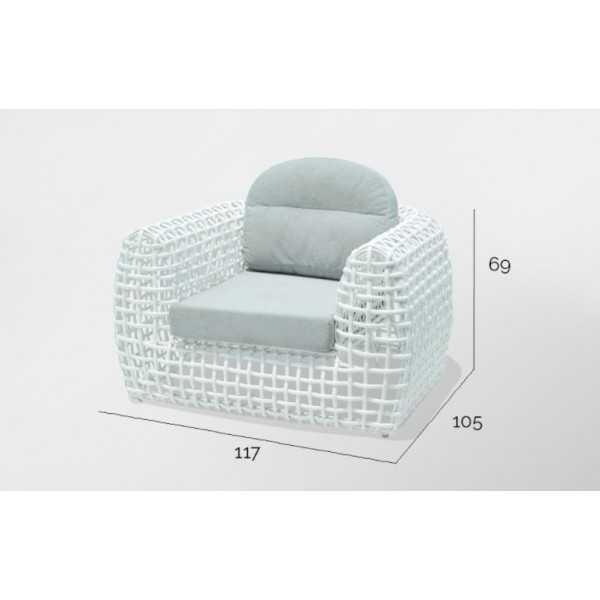 Fauteuil tressé pour salon de jardin DYNASTY - dimensions