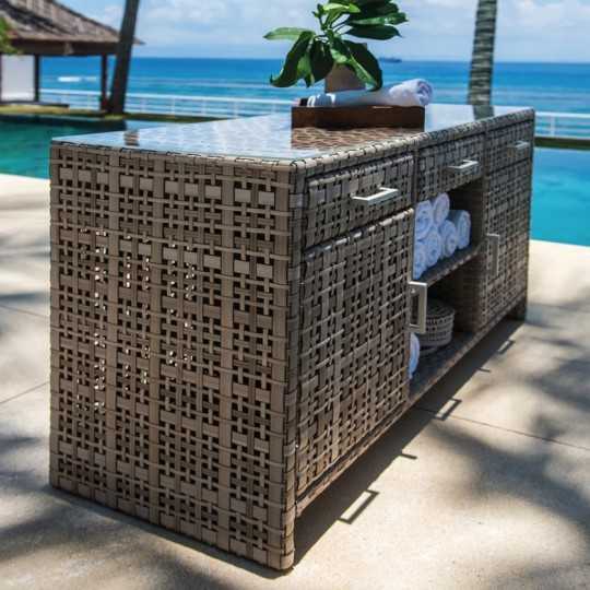 Braided sun lounger with wheels MARTIN Skyline Design