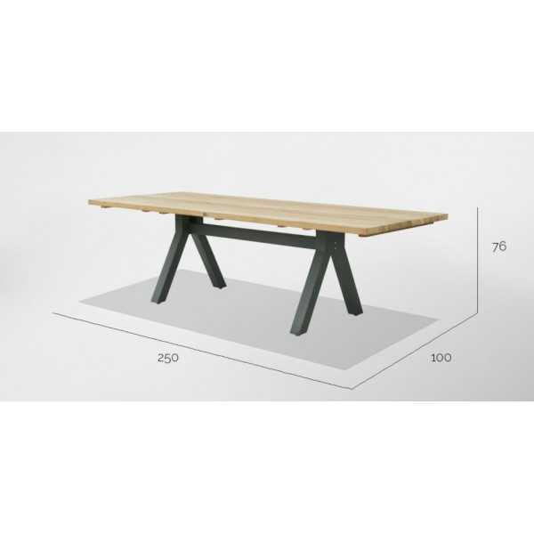 Table d'extérieur rectangulaire bois HORIZON - dimensions