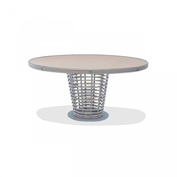 Table d'extérieur ronde tressage bois RUBY