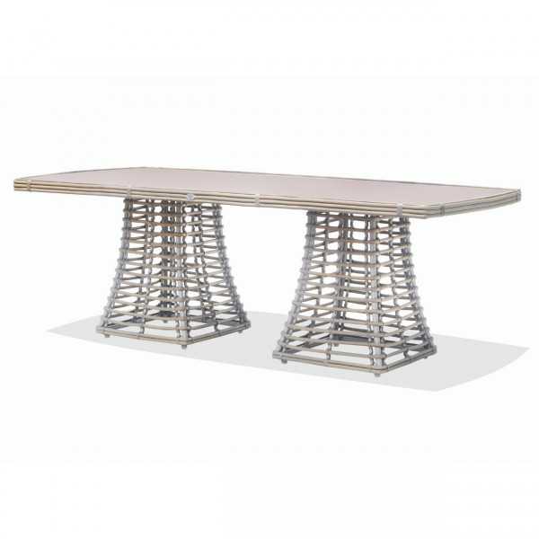 Table d'extérieur ronde tressage bois RUBY