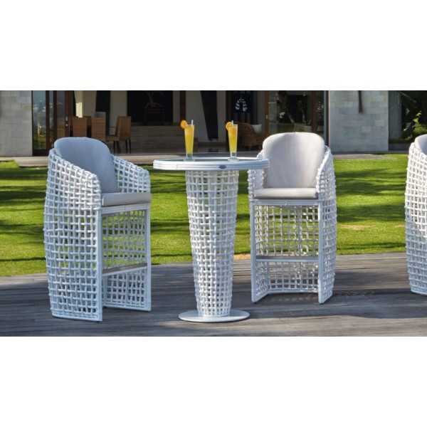 tabouret de bar de jardin DYNASTY - Tabouret Tressé Avec Dossier Pour L'Extérieur par Skyline Design