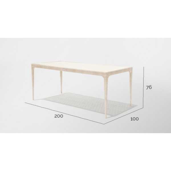 Table rectangulaire aspect tressé JOURNEY - dimensions
