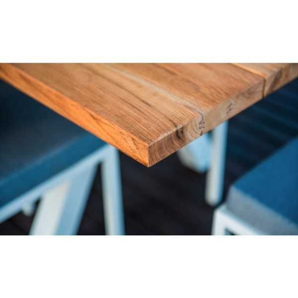 Table carré pied central 100 cm - Table à manger extérieur bois