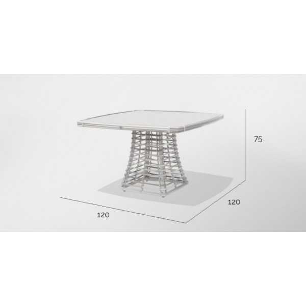 Table à manger carrée avec pied tressé VILLA - dimensions