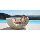 ULM MOON DAYBED Lacquered Braided Umbrella White - Double Round Lounge Chair