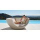 ULM MOON DAYBED Parasol Tressé White Laqué - Chaise longue Ronde double