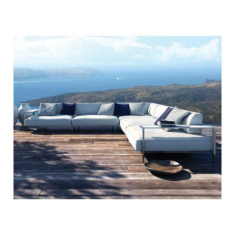 Canapé angle 4 places tissu extérieur 2 tablettes SABAL SOFA de CORO