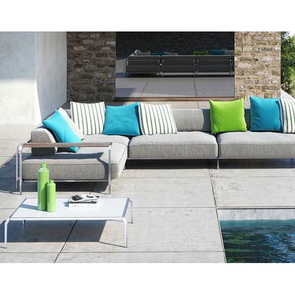 SABAL SOFA 4 seater corner sofa with 2 shelves - Outdoor fabric sofa with tables - CORO