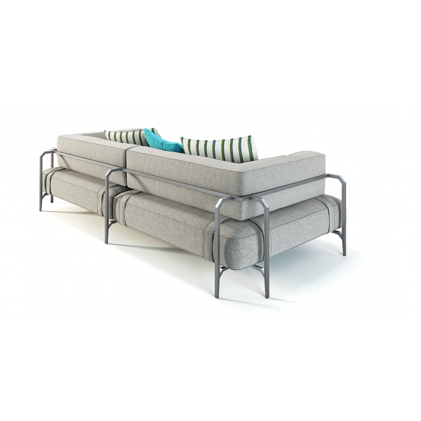 SABAL SOFA 4 seater corner sofa with 2 shelves - Outdoor fabric sofa with tables - CORO