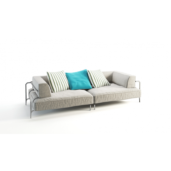 SABAL SOFA d'Angle 4 places 2 Tablettes - Divan Extérieur en tissu avec tables - CORO