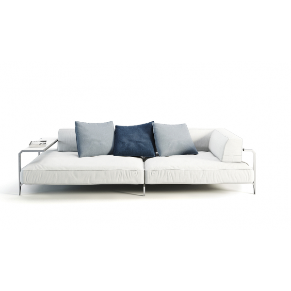 SABAL SOFA 4 seater corner sofa with 2 shelves - Outdoor fabric sofa with tables - CORO