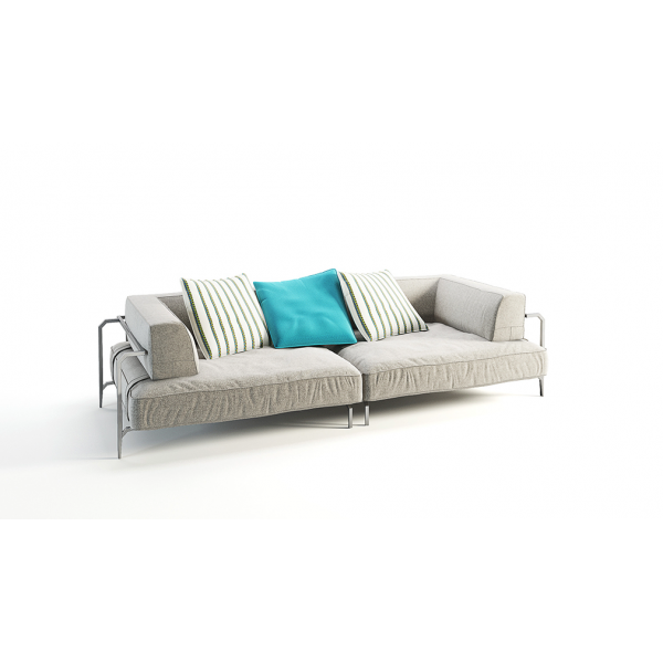 SABAL SOFA 5 seater corner sofa with 2 shelves - Outdoor fabric sofa with tables - CORO