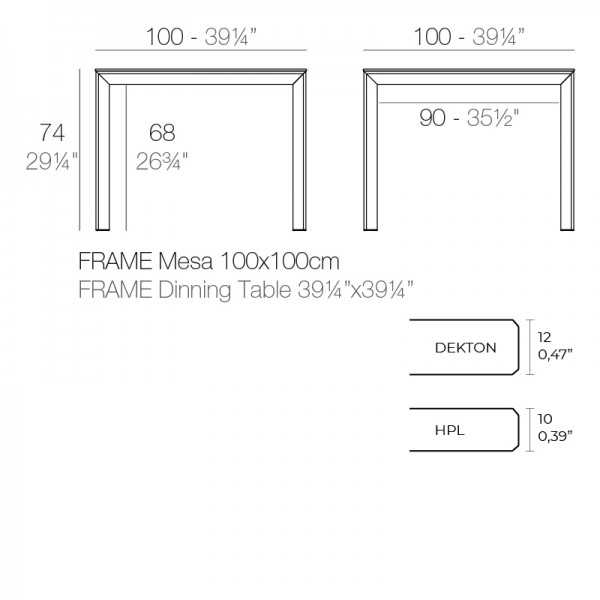 FRAME Table Basse Carrée - Table Basse Design en Aluminium - Vondom