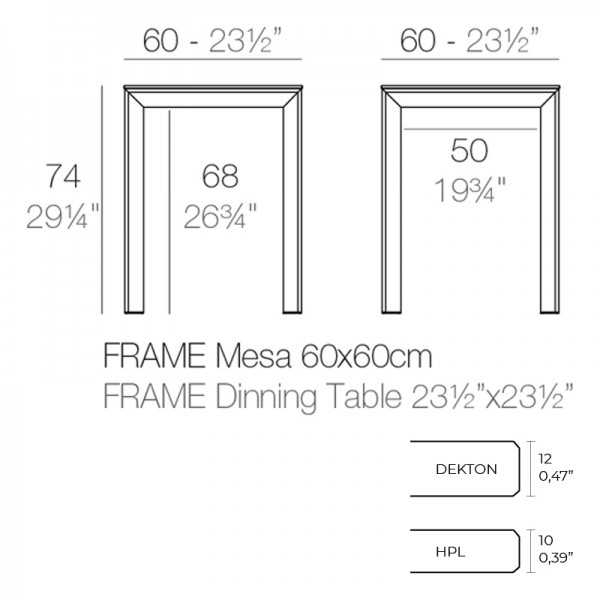 FRAME Square Table - Aluminium Square Table - Black Edge - Vondom