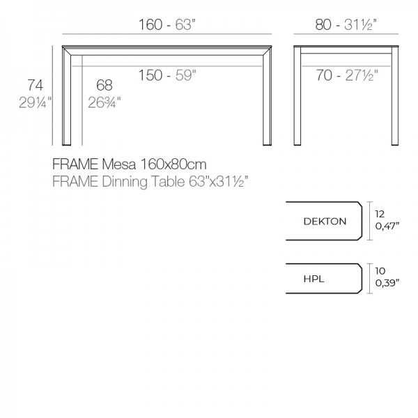 FRAME Rectangular Table Aluminum - Black Edge - Vondom