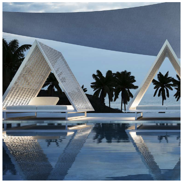 FRAME VINEYARD DAYBED Braided Roof - Sun lounger Tipi 2 places