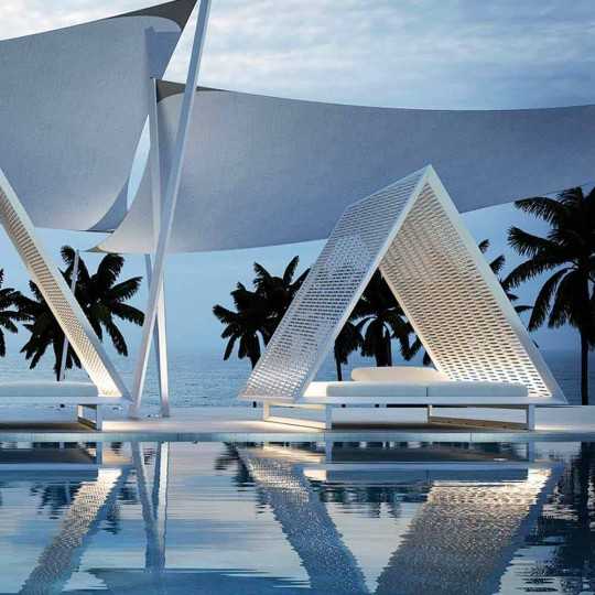 FRAME VINEYARD DAYBED Braided Roof - Sun lounger Tipi 2 places