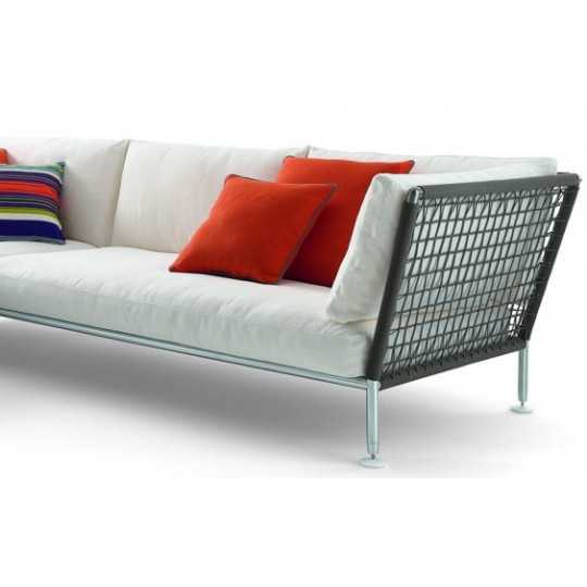 NEST SOFA 3 seater - Outdoor Linear sofa in rope and fabric with armrests - CORO