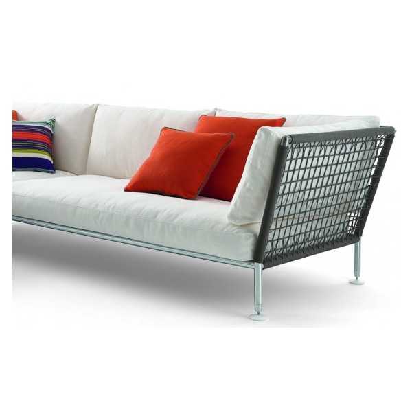 NEST SOFA 3 seater - Outdoor Linear sofa in rope and fabric with armrests - CORO