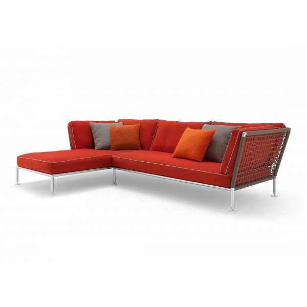 NEST SOFA 3 seater - Outdoor Linear sofa in rope and fabric with armrests - CORO