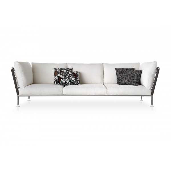 NEST SOFA 3 seater - Outdoor Linear sofa in rope and fabric with armrests - CORO