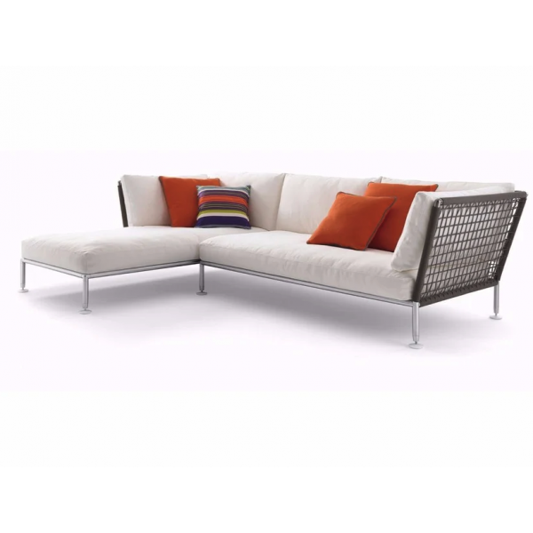 NEST SOFA 3 seater - Outdoor Linear sofa in rope and fabric with armrests - CORO