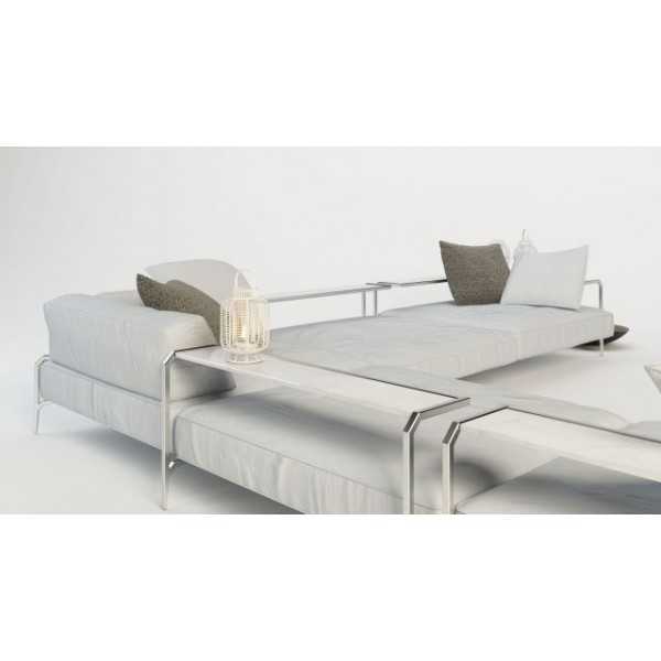 SABAL SOFA d'Angle 4 places 2 Tablettes - Divan Extérieur en tissu avec tables - CORO