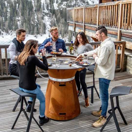 Outdoor High Grill Table Fusion High Wood & Gas With 8 Seats