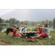 FUSION LOW WOOD - Fire Pit BBQ Table For 8 Persons