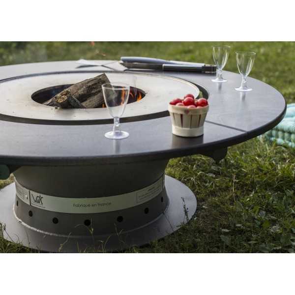 FUSION LOW WOOD - Fire Pit BBQ Table For 8 Persons