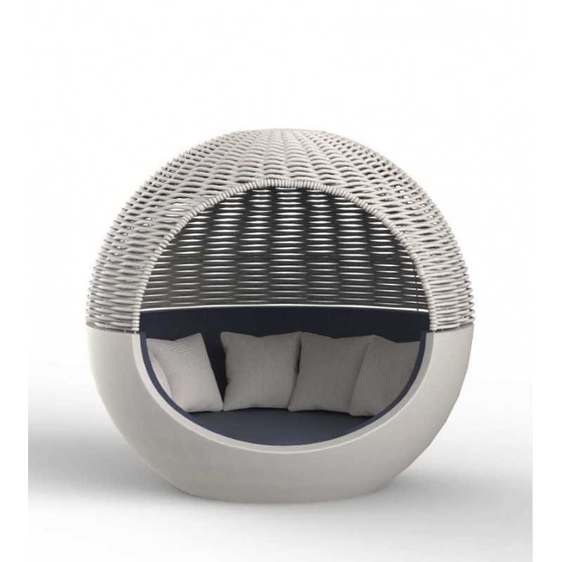 ULM MOON DAYBED Braided Rope Umbrella STEEL Bright White Garden Sofa