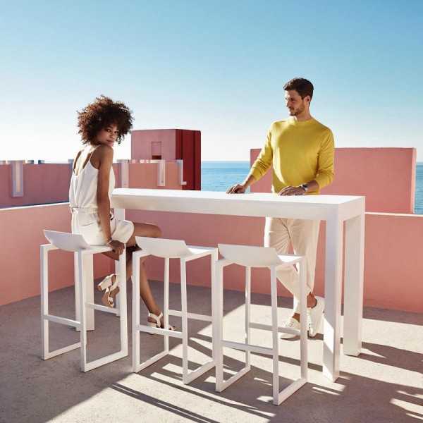 FRAME Aluminum High Table - FULL WHITE Solid Core 140x60x105 - Vondom