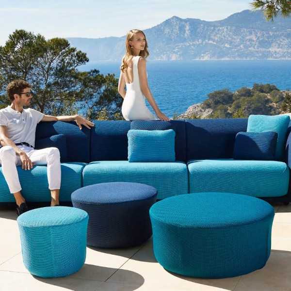 SUAVE OTTOMAN - Pouf Rond Extérieur Tissu - VONDOM