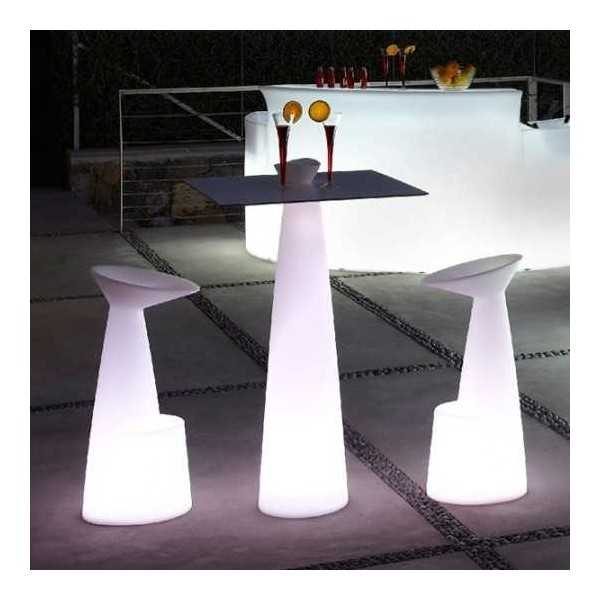 Hopla Ø 79 cm LED - Round Table with Conical Leg - Slide Design