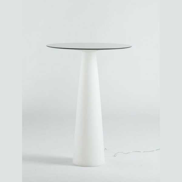 Hopla 110 Lumineux - Table Haute Ronde Lumineuse Pied Conique - Slide Design
