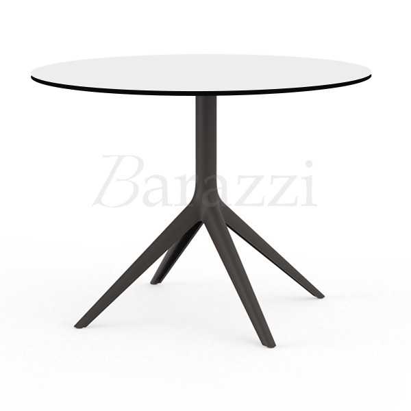 Table de Repas Ronde Bronze MARI-SOL 4 Pieds Plateau Blanc a bord Noir usage Interieur et Exterieur