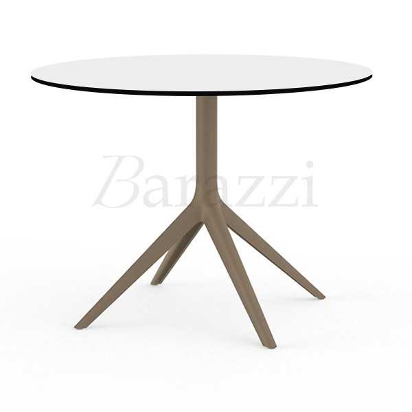 Table de Restaurant Ronde Sable MARI-SOL 4 Pieds Plateau Blanc a bord Noir Design Contemporain