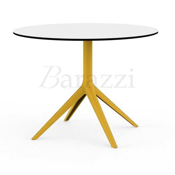 Table de Restaurant Ronde Moutarde MARI-SOL 4 Pieds Plateau Blanc a bord Noir Mobilier tres resistant