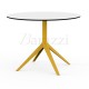 Table de Restaurant Ronde Moutarde MARI-SOL 4 Pieds Plateau Blanc a bord Noir Mobilier tres resistant