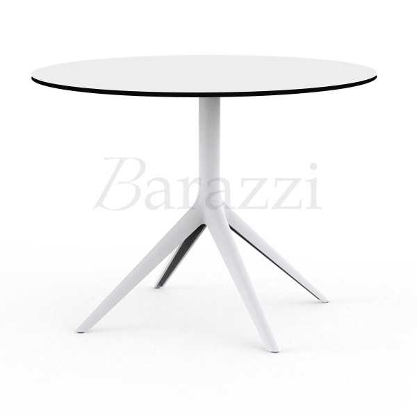 Table Ronde Blanche MARI-SOL 4 Pieds Plateau Blanc a bord Noir