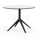 Table de Repas Ronde Noire MARI-SOL 4 Pieds Plateau Blanc a bord Noir usage Interieur et Exterieur