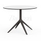 Table de Repas Ronde Bronze MARI-SOL 4 Pieds Plateau Blanc a bord Noir usage Interieur et Exterieur