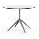 Table de Terrasse Ronde Acier MARI-SOL 4 Pieds Plateau Blanc a bord Noir