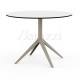 Table de Repas Ronde Ecrue MARI-SOL 4 Pieds Plateau Blanc a bord Noir Fabriquee en Europe