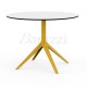 MARI-SOL Mustard Round Terrace Table White with Black edge Table Top Highly resistant furniture