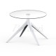 MARI-SOL White Coffee Table with Tempered Glass Round Table Top for Professionals